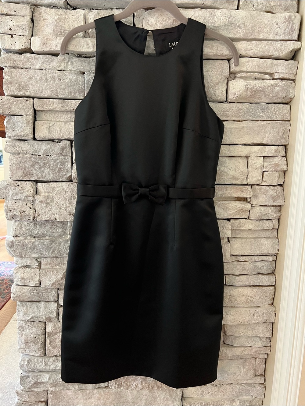 Laundry By Shelli Segal Black Sleeveless Bow-Waist Mini Dress